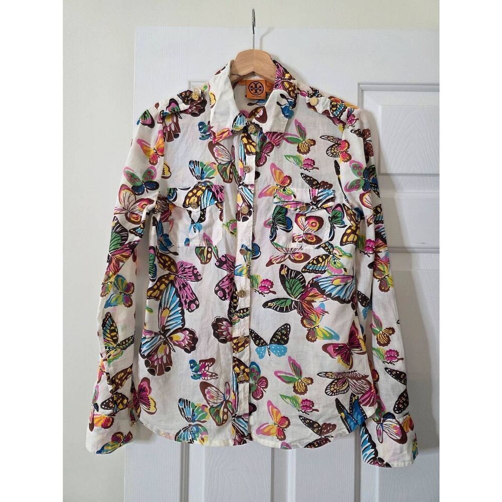 Tory Burch Butterfly Print Button Down Shirt 6